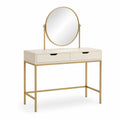 Schminktisch aus MDF mit Spiegel und Metallrahmen Creme/Gold