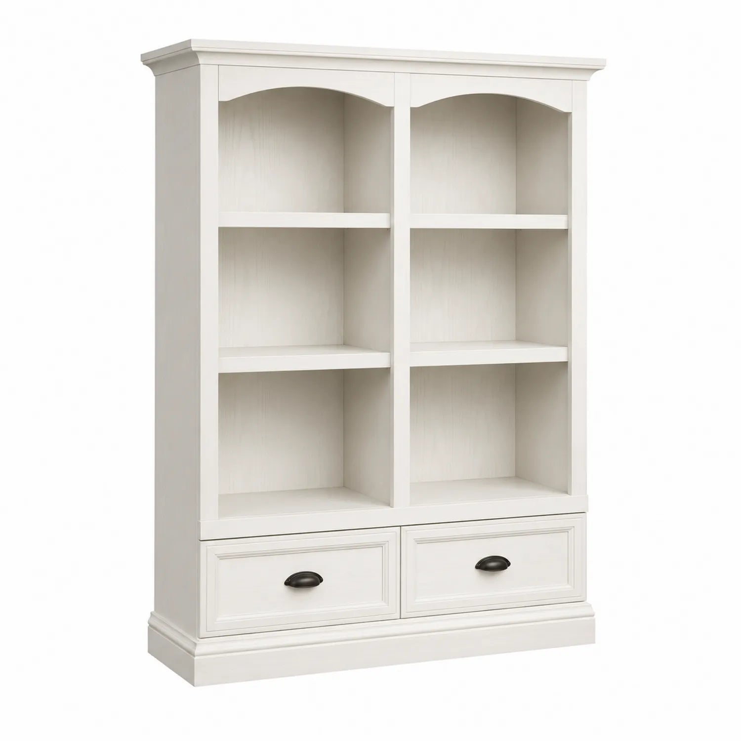 Holzbücherregal mit 2 Schubladen Weiß