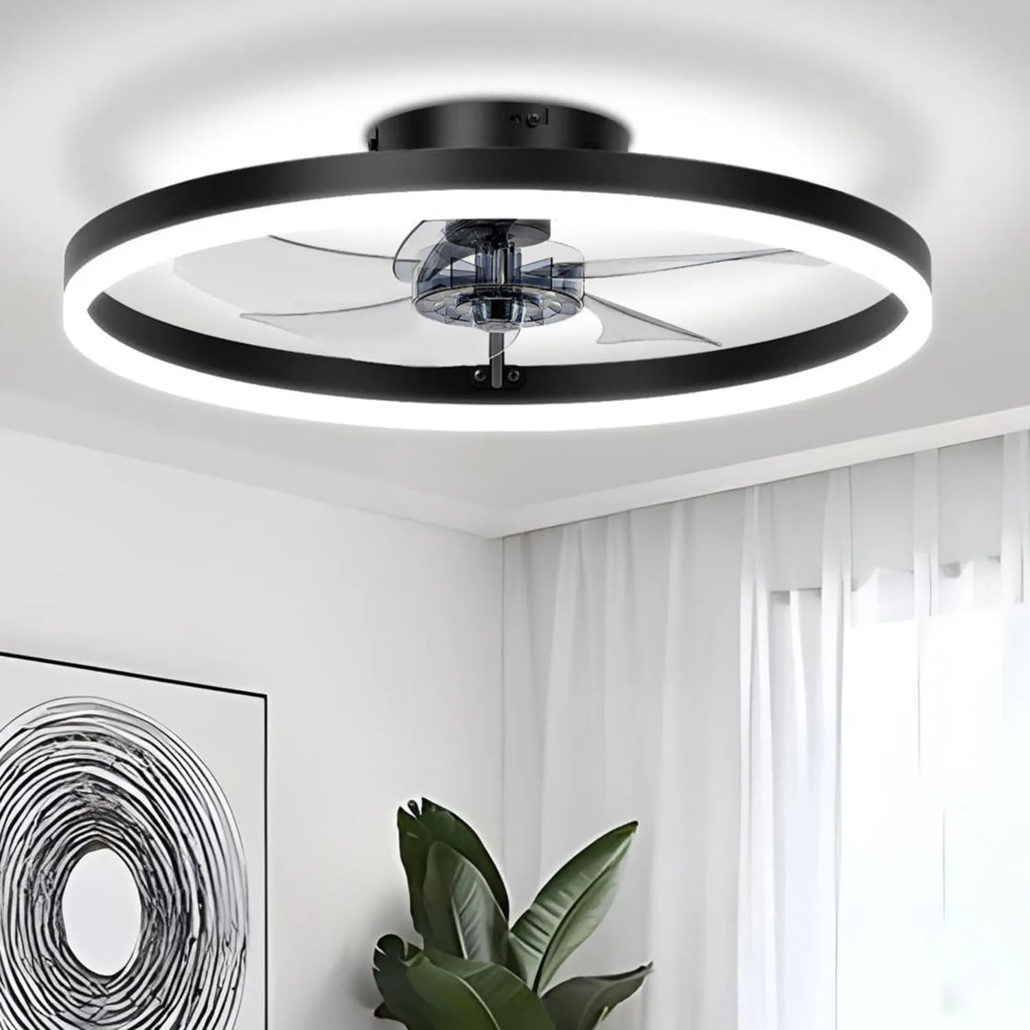 Moderner LED-Deckenventilator mit Fernbedienung, dimmbares Licht für Wohnzimmer, Schlafzimmer und Küche