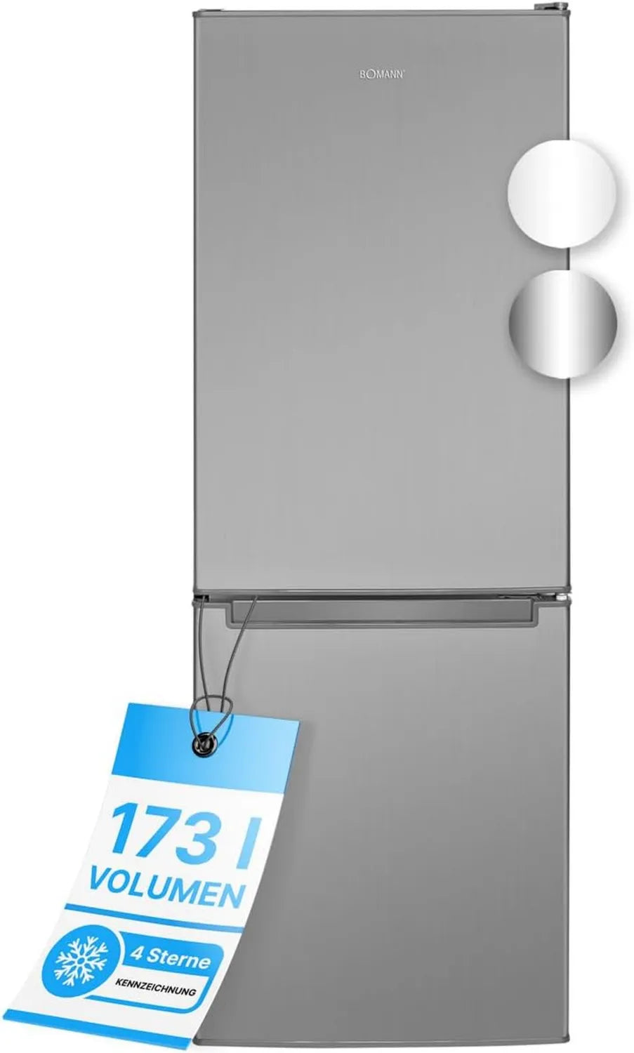 Bomann Kühlschrank-Gefrierkombination, 143cm, 173L, leise, Edelstahl