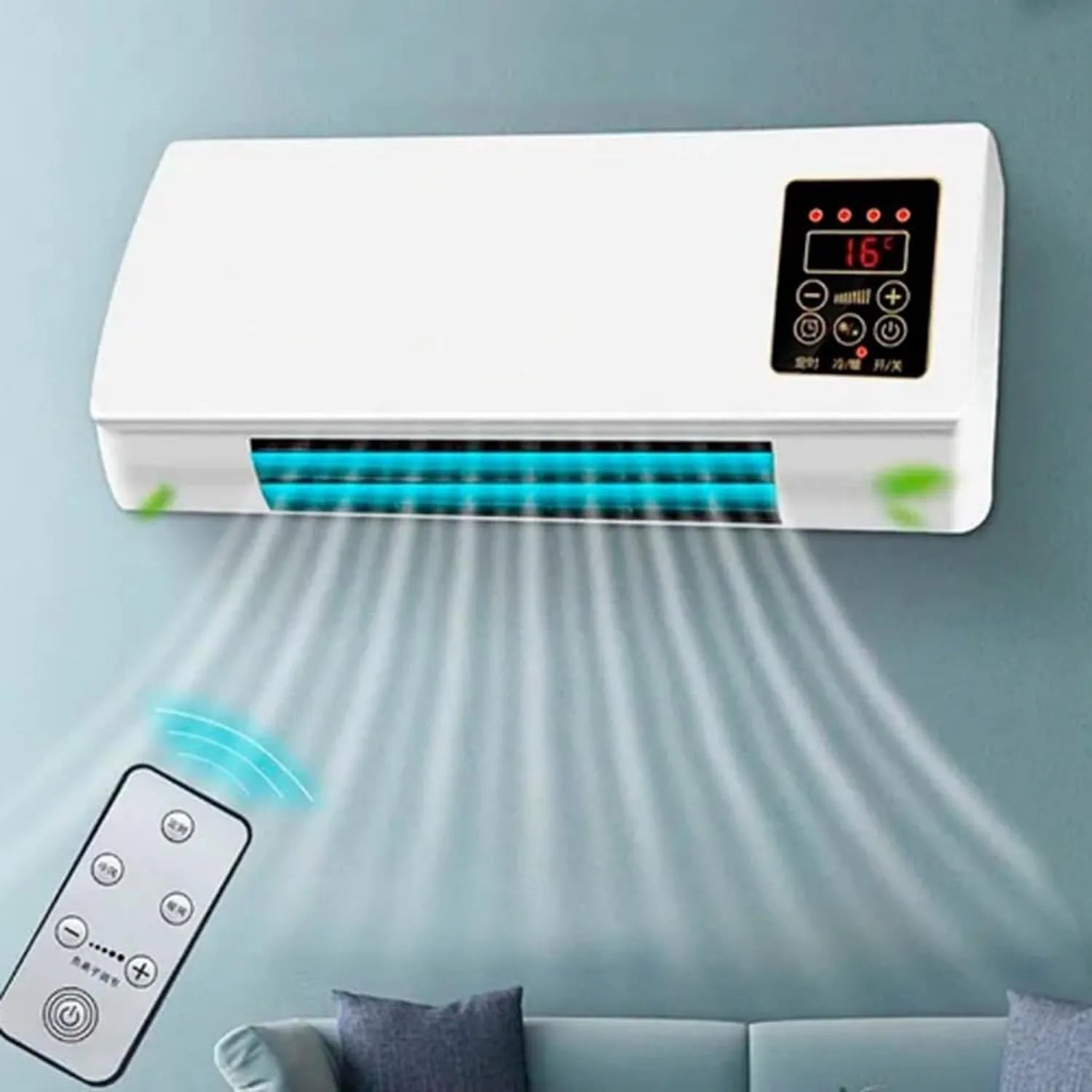Tragbare 2-in-1 Klimaanlage zur Wandmontage mit Fernbedienung, ideal für Zuhause und Büro, Weiß