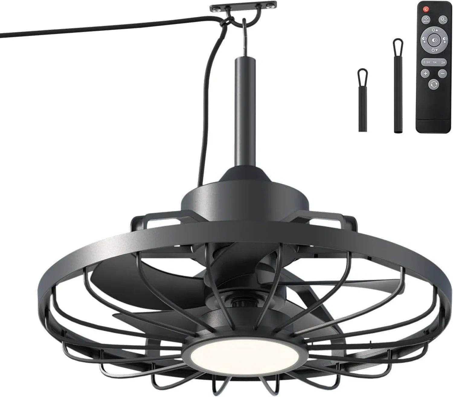 Outdoor-Deckenventilator mit Licht, IP44 Wasserschutz, 6 Geschwindigkeiten, dimmbares LED-Licht, ideal für Terrasse, Pergola und Wohnbereich