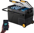 BougeRV 49L Dualzone Kompressorkühlbox mit Gefrierfach, Tragbar mit Rollen und Griff, 12/24V & 230V, App-gesteuert, IPX4, -20°C bis 20°C, Ideal für Camping