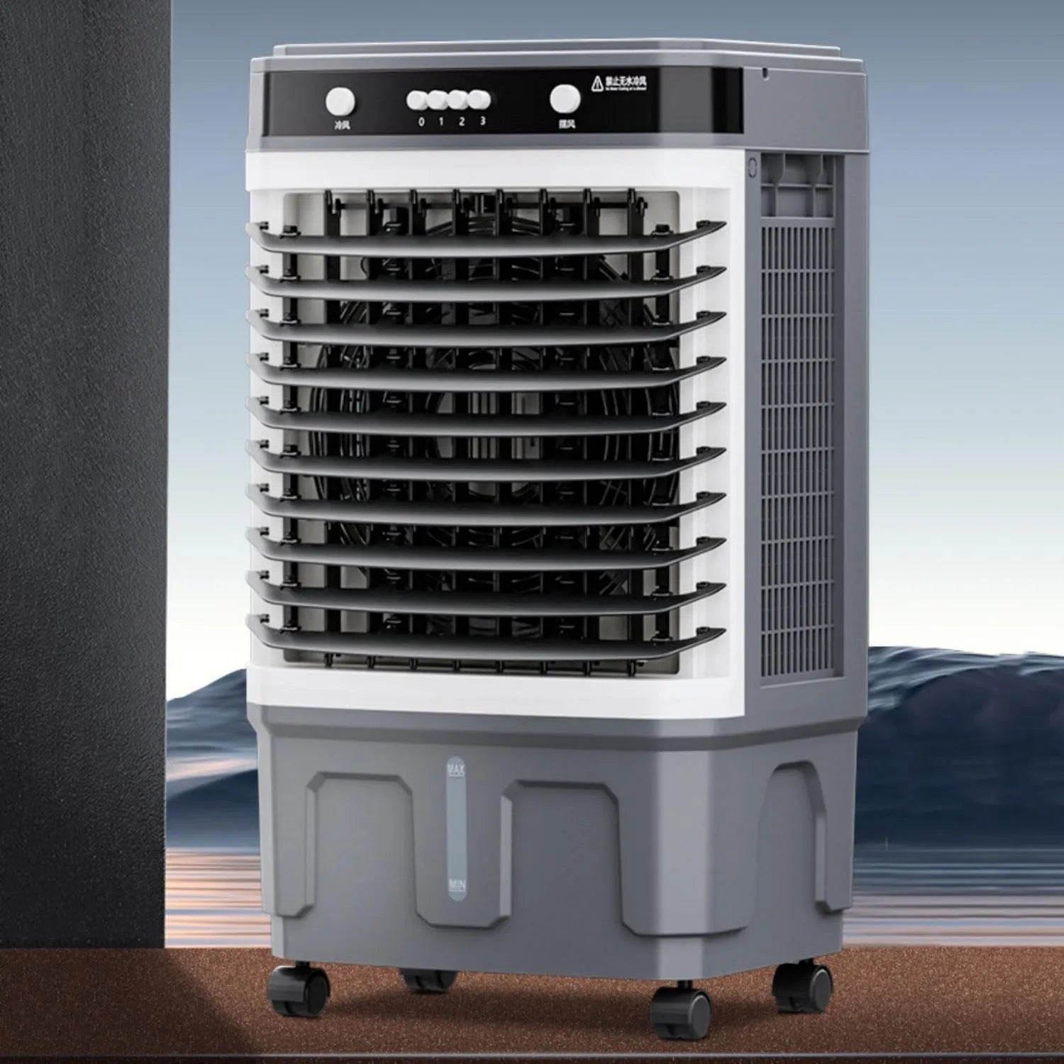 Mobiler Verdunstungskühler mit großem Wassertank und Fernbedienung, 3 Geschwindigkeiten, 12-Stunden-Timer, 120° Oszillation, ideal für Schlafzimmer