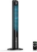 Leiser 102 cm Turmventilator mit Fernbedienung und Kühlfunktion, 12 Geschwindigkeiten & Schlafmodus, Schwarz