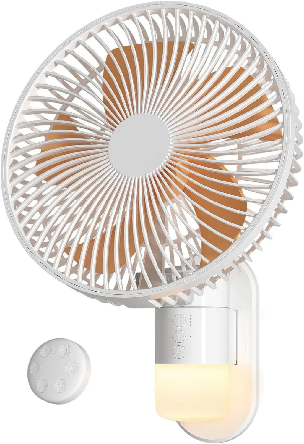 Leiser 26 cm Wandventilator mit Licht und Fernbedienung, ideal für Räume, 4 Geschwindigkeiten, Timer, Oszillation