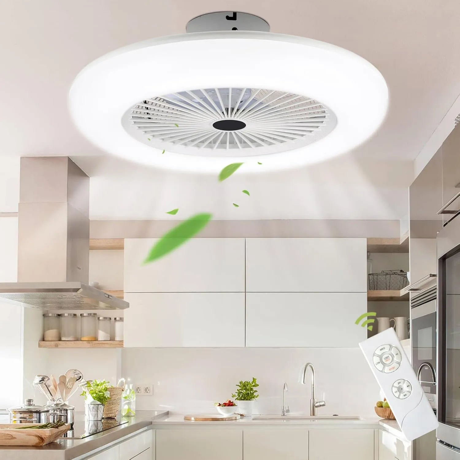 Intelligente LED-Deckenventilatorleuchte Ø 60CM mit 6 Geschwindigkeiten, dimmbarer Beleuchtung, App- und Fernsteuerung