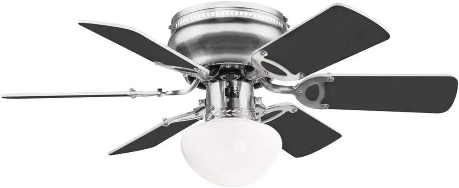 Moderner Deckenventilator mit Fernbedienung, Silber, 3 Geschwindigkeiten, Sommer-/Winterbetrieb, 76 cm, E27 Fassung