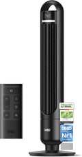 DREO Turmventilator mit Fernbedienung, 4 Geschwindigkeiten, 8-Stunden-Timer, leise Betriebsweise, Kühlluft für Wohn- und Schlafzimmer, 90° Schwenkfunktion