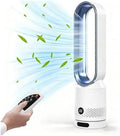 Turmventilator ohne Rotorblätter, leise, mit 90° Oszillation, 8 Geschwindigkeiten, inkl. Fernbedienung und Touchscreen, Luftreiniger für Schlafzimmer (blau)