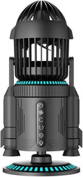 Zoegneer Raketenförmiger Tischventilator mit RGB-Licht, Leise 5000RPM Luftzirkulator, 5000mAh Akku, USB-C Wiederaufladbar, für Zuhause und Büro, Schwarz (Silber)
