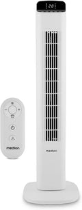 MEDION P15 TF Standventilator mit Fernbedienung, 5 Stufen, leiser Schlafmodus, 45W, 80° Oszillation, LED-Display, Weiß
