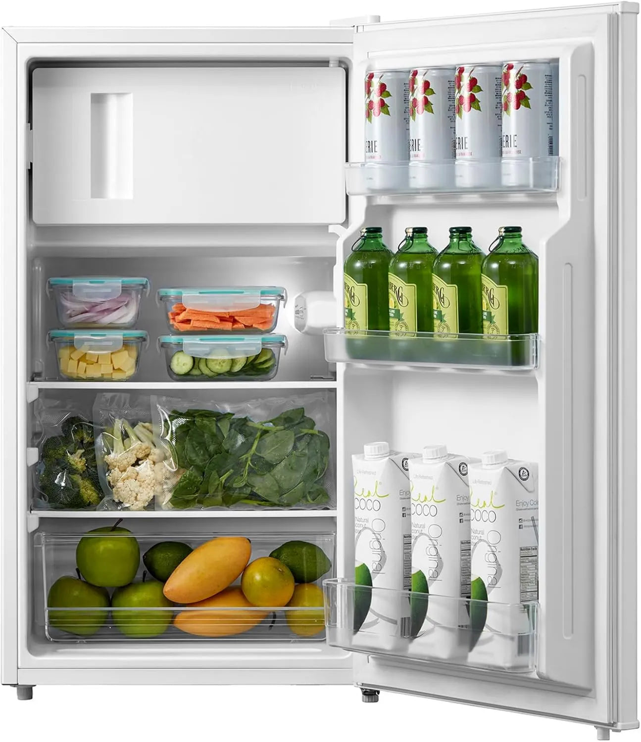 Comfee 80L Mini-Kühlschrank mit Gefrierfach, Energiesparend 110 kWh/Jahr, Obst- und Gemüsefach, Höhenverstellbar, Weiß