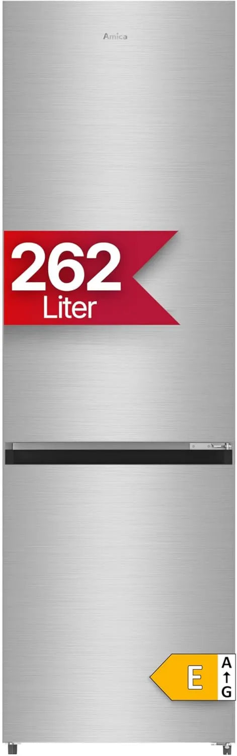 Amica Freistehende Kühl-Gefrier-Kombination, 262 l, Edelstahloptik, NoFrost, Supergefrierfunktion, 4-Sterne-Gefrierfach