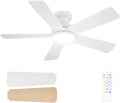 Leiser Deckenventilator mit LED-Beleuchtung und Fernbedienung, 107 cm, 6 Geschwindigkeiten, 3 Farboptionen, Weiß