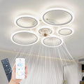 Leiser Deckenventilator mit LED-Beleuchtung, 72W, dimmbar, inkl. App- und Fernbedienung, ideal für Wohn-, Schlaf- und Esszimmer, 6 Geschwindigkeiten, Timer, 90cm, weiß