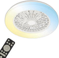 Deckenventilator mit LED-Beleuchtung, 5 Geschwindigkeiten, dimmbar, Fernbedienung, Timer-Funktion, für Schlafzimmer und Wohnzimmer, 48,5x14,5 cm, Weiß