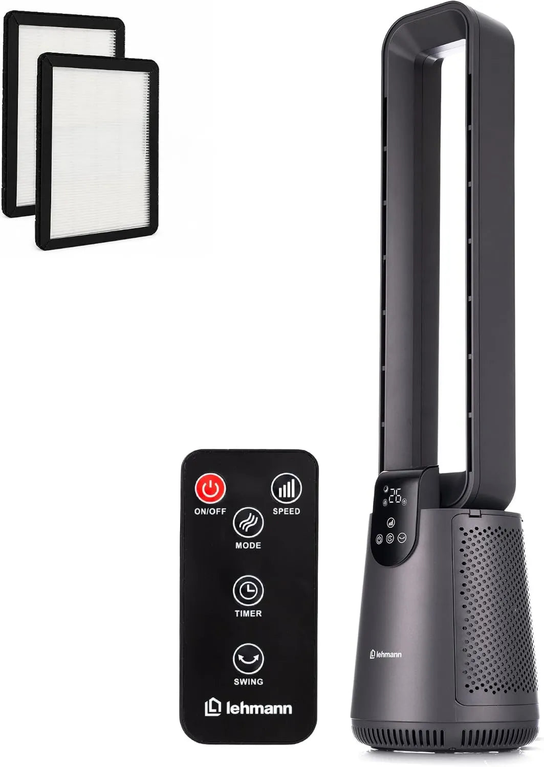 Leise 2-in-1 Turmventilator und Luftreiniger mit HEPA-Filter, Schlafmodus, 12h Timer, Fernbedienung und LED-Anzeige, oszillierend