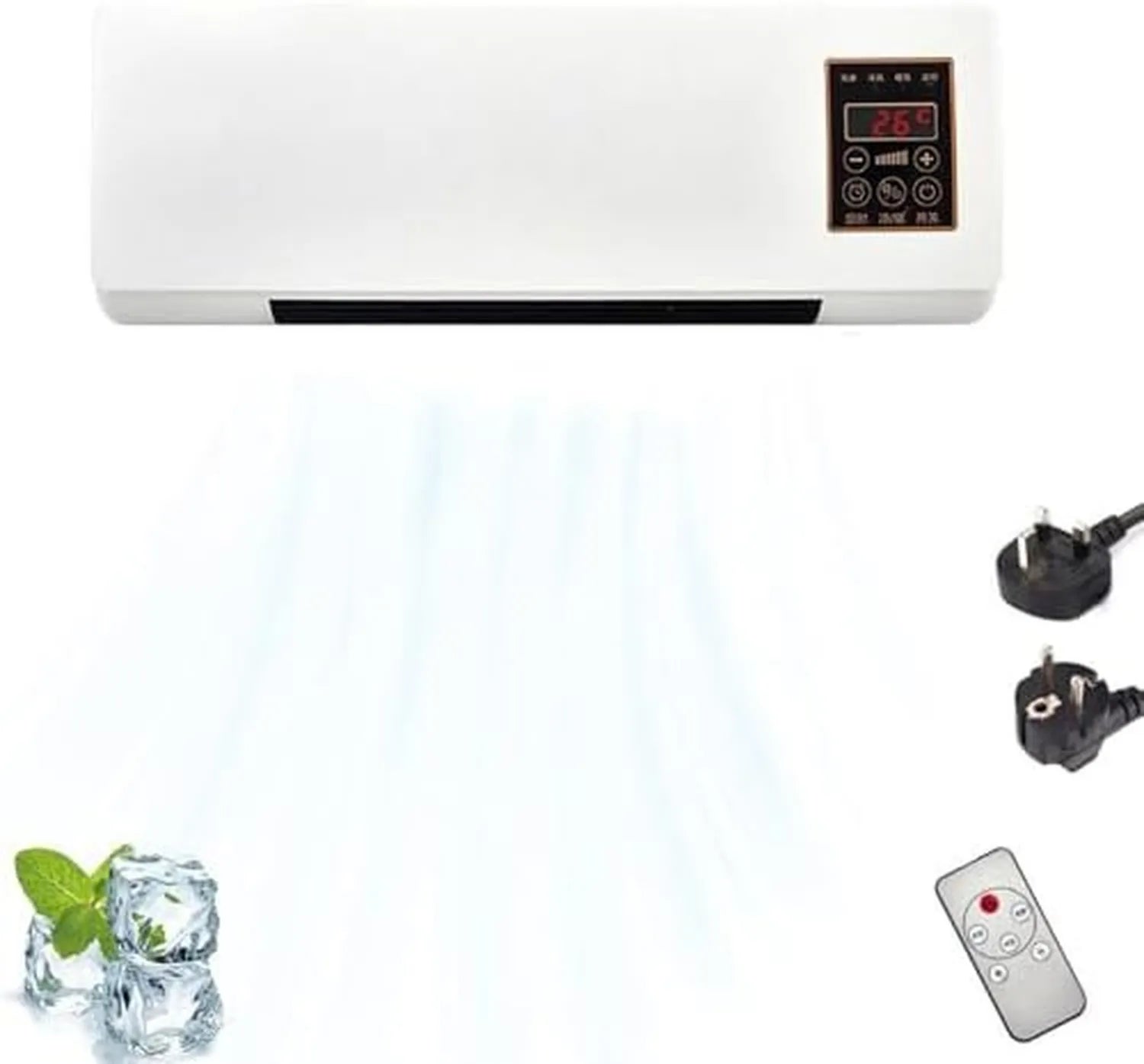 Kompakte Wandklimaanlage mit leisem Betrieb und schneller Kühl- und Heizfunktion, ohne Installation