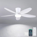 Moderne LED-Deckenventilator mit Fernbedienung und App-Steuerung, 106CM, dimmbar, für Schlafzimmer und Außenbereich, Weiß