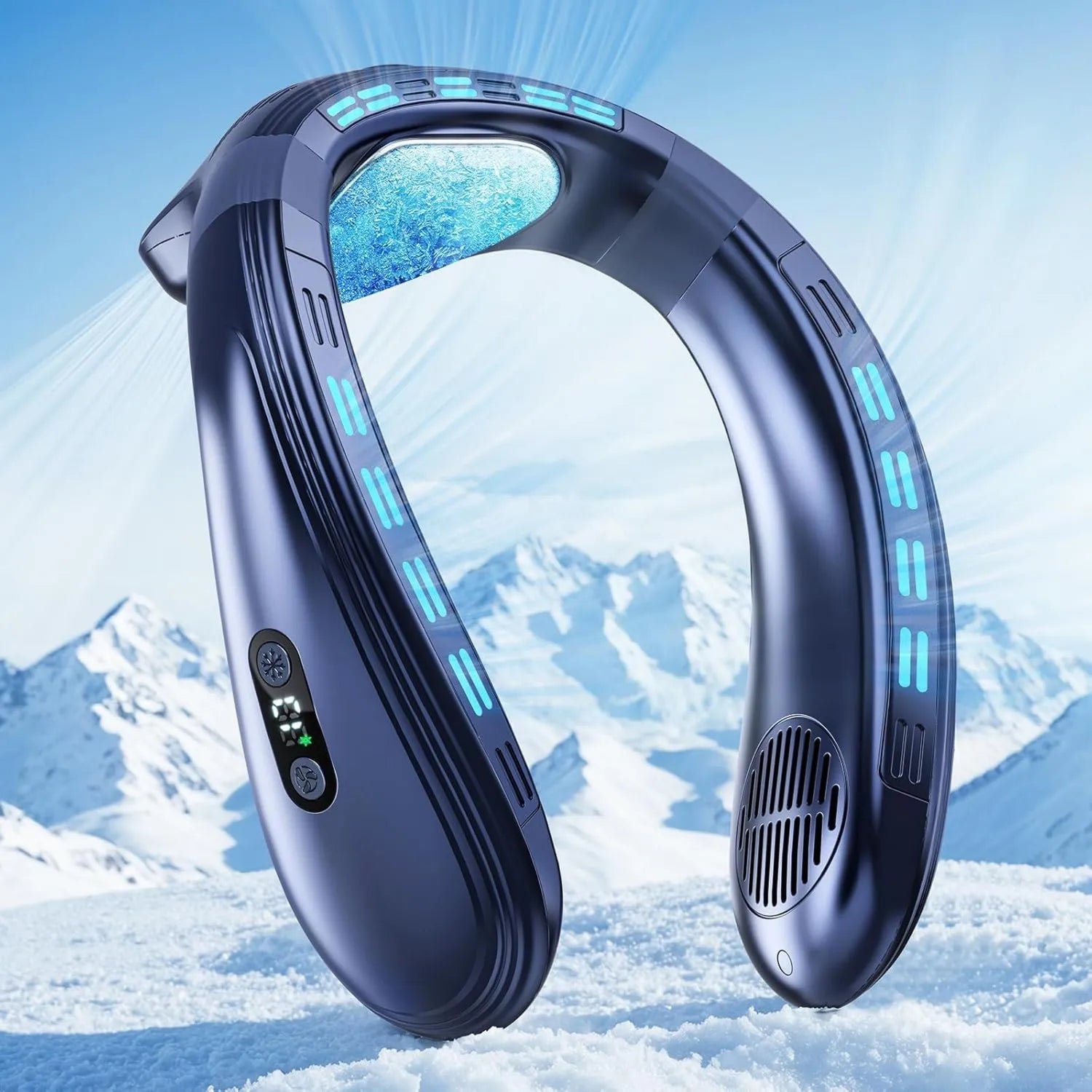 Tragbare Nackenklimaanlage, 360° Luftstrom, 6000mAh Akku, Halsventilator für Kühlung, Ideal für Reisen und Büro