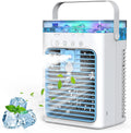 Tragbare Klimaanlage mit Wasserkühlung, 4-in-1 Luftkühler, 1000ml Tank, 3 Stufen, 2 Sprühmodi, Timer 2/4/8 Std., USB für Zuhause & Büro