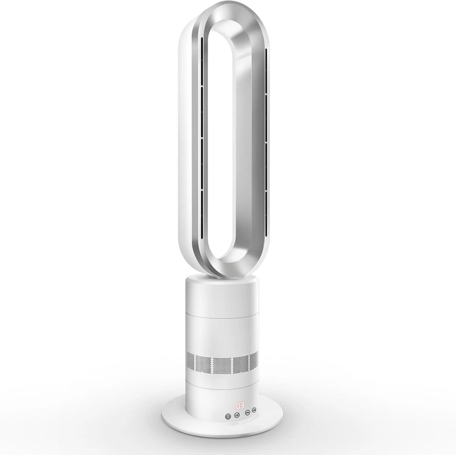 2-in-1 Bladeless Turmventilator und Heizung mit Fernbedienung, 10 Kühlstufen, 3 Heizstufen, leise für Zuhause