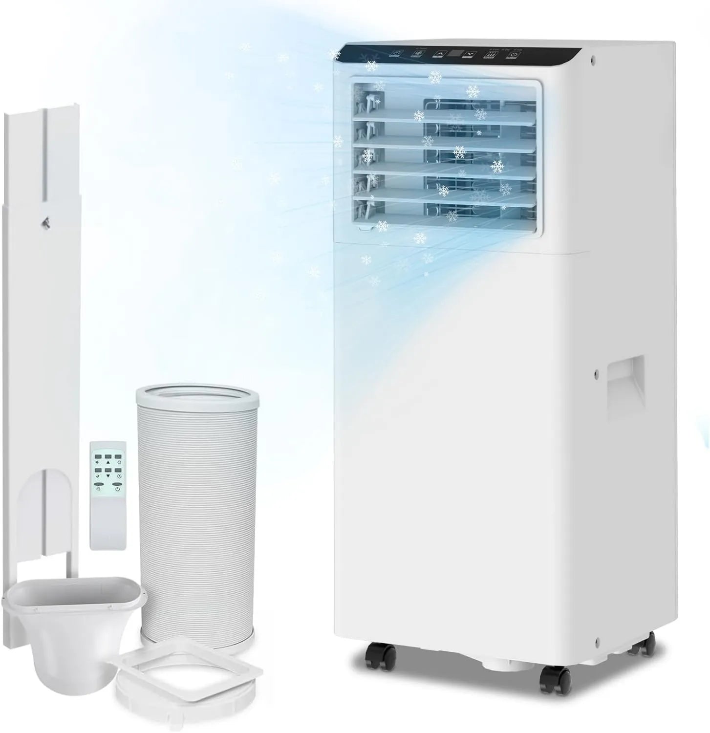 Mobiles Klimagerät 7000 BTU, effiziente Kühlfunktion, Belüftung & Entfeuchtung, zwei Geschwindigkeiten, Timer mit Fernbedienung, umweltfreundliches R290