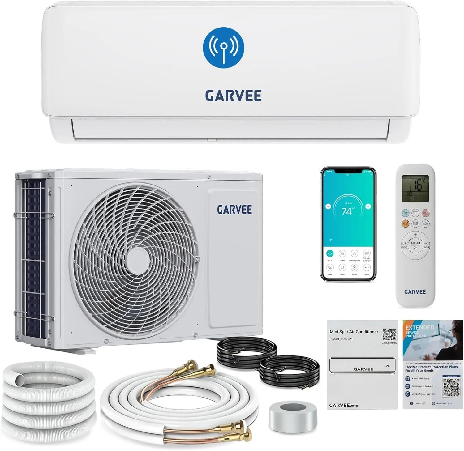 Leise 24000 BTU Split-Klimaanlage mit Inverter und WLAN, Wandmontage, R32, Energiesparend, für Räume bis 120 qm