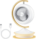 Leistungsstarker, batteriebetriebener Tischventilator mit Oszillation, 3 Geschwindigkeiten und 2 Lichtmodi für Schlafzimmer, Büro, Küche und Camping