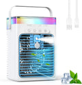 Mini Luftkühler 3-in-1, Tragbare Klimaanlage mit RGB-Licht und Timer, 1000ml USB-Ventilator, Einstellbare Geschwindigkeiten und Nebelmodi, Ideal für Schlafzimmer Büro Auto Camping
