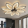 Moderner 90 cm Deckenventilator mit LED-Beleuchtung und leisem DC-Motor, dimmbar für Wohnzimmer, Schlafzimmer und Küche, Schwarz. Sommer- und Wintermodus