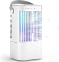 Tragbare Klimaanlage mit 3 Stufen, 7-farbigen LEDs und 90° Oszillation, 900 ml, Timer-Funktion 2/4 Stunden, Weiß