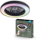 Varin® Intelligenter Deckenventilator mit LED-Beleuchtung, WLAN-gesteuert, Leiser Betrieb, Fernbedienung, 30W RGBW, Ø 50 cm, 3000K-6000K, Schwarz