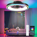 Leiser Deckenventilator mit RGB-LED, App- und Fernbedienung, 6 Geschwindigkeiten, 60W, Dimmbar, Schlafzimmer/Wohnzimmer, 3000-6500K, 50cm