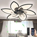 Dimmbare LED-Deckenventilatorleuchte, 66W, mit leiser Umkehrfunktion, Schwarz, geeignet für Wohnzimmer, Schlafzimmer und Esszimmer
