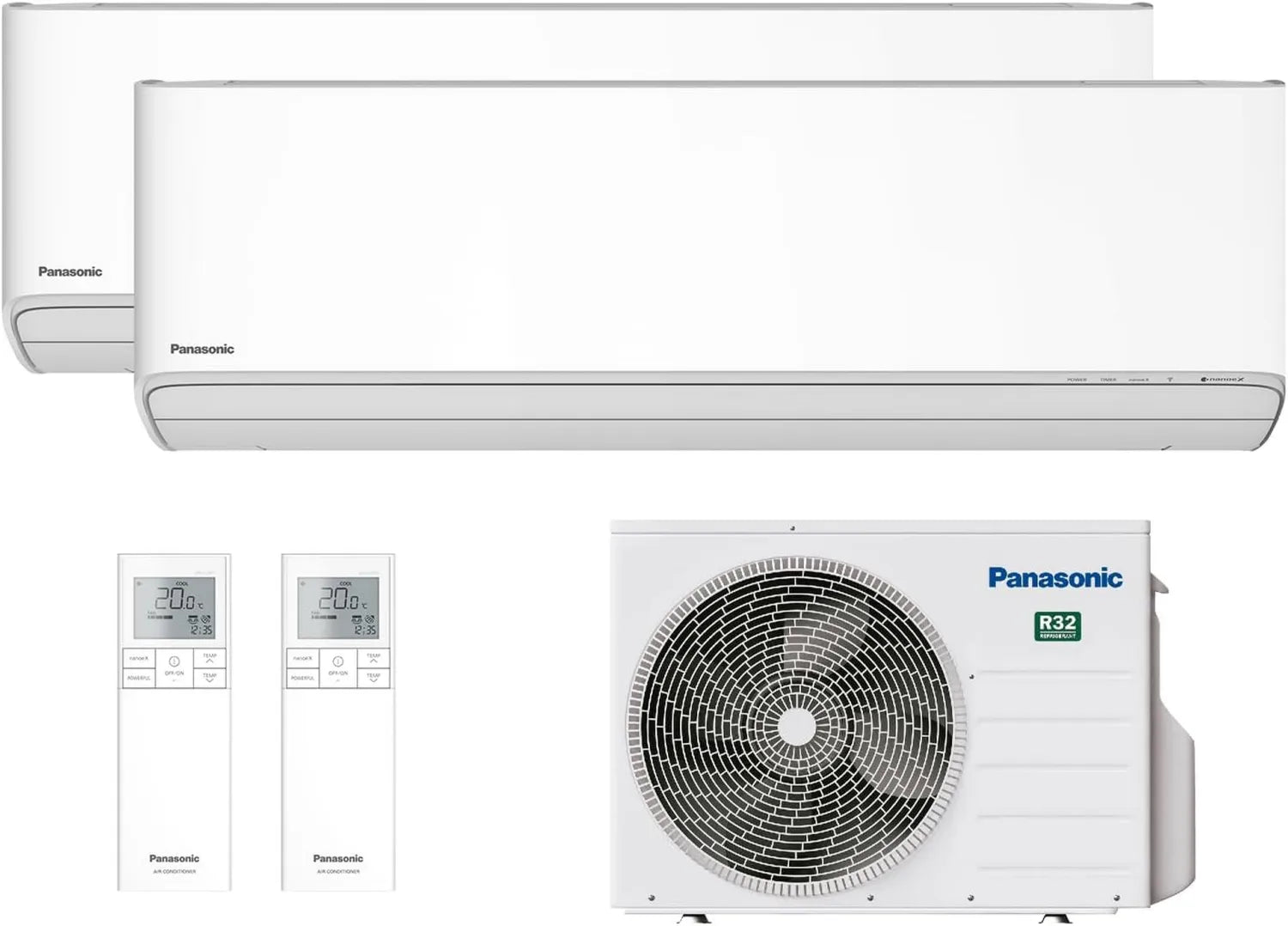 Panasonic Klimaanlage Dual Split Etherea Z-Serie 9k+9k Wi-Fi R32 A+++ mit NanoeX-Technologie