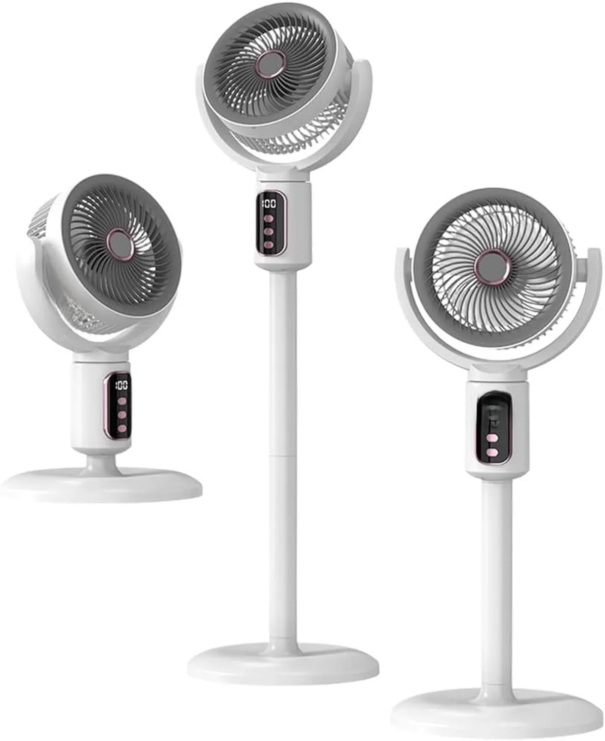 Leiser kabelloser Bodenventilator mit USB-Aufladung und Fernbedienung, 180° Oszillation, bürstenloser Motor