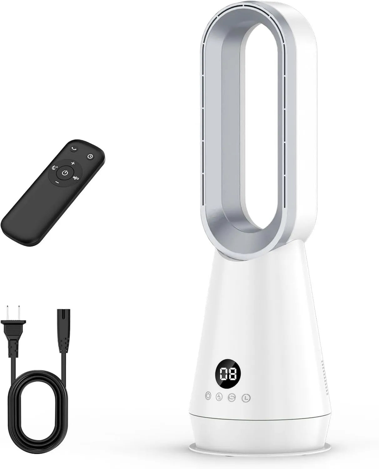 Leiser Turmventilator mit Fernbedienung, 8 Geschwindigkeiten, bürstenloser Motor, 80° Oszillation, LED-Anzeige, 9-Stunden-Timer