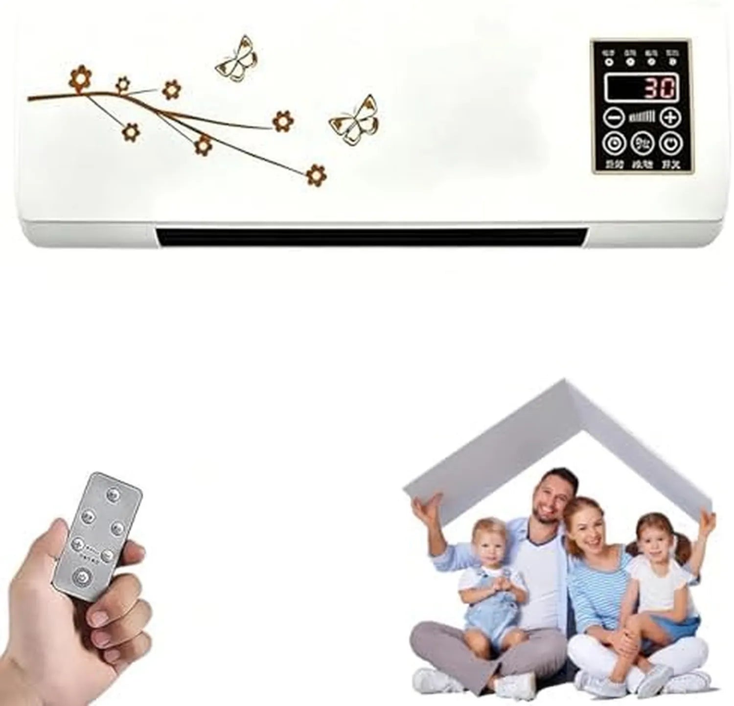 Energieeffizientes Wandklimagerät mit Fernbedienung, 1800W Dual-Modus Heizung und Kühlung, leiser Timer-Lüfter für Schlafzimmer und Büro