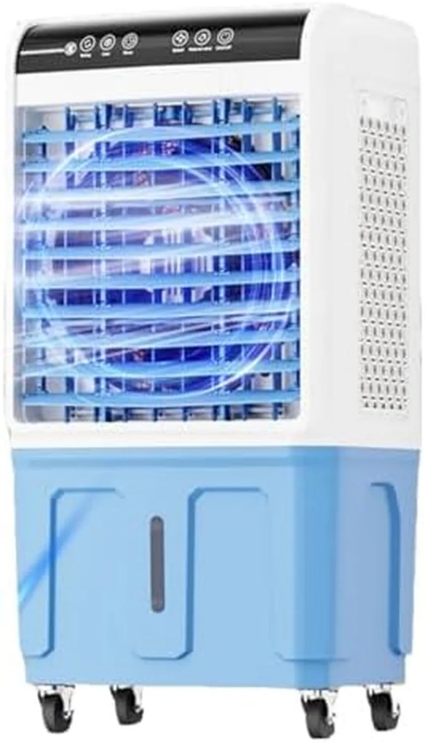 Mobiler Luftkühler mit Ventilator, 3 Geschwindigkeiten, leise 120° Oszillation, großer Wassertank, Rollen für Büro