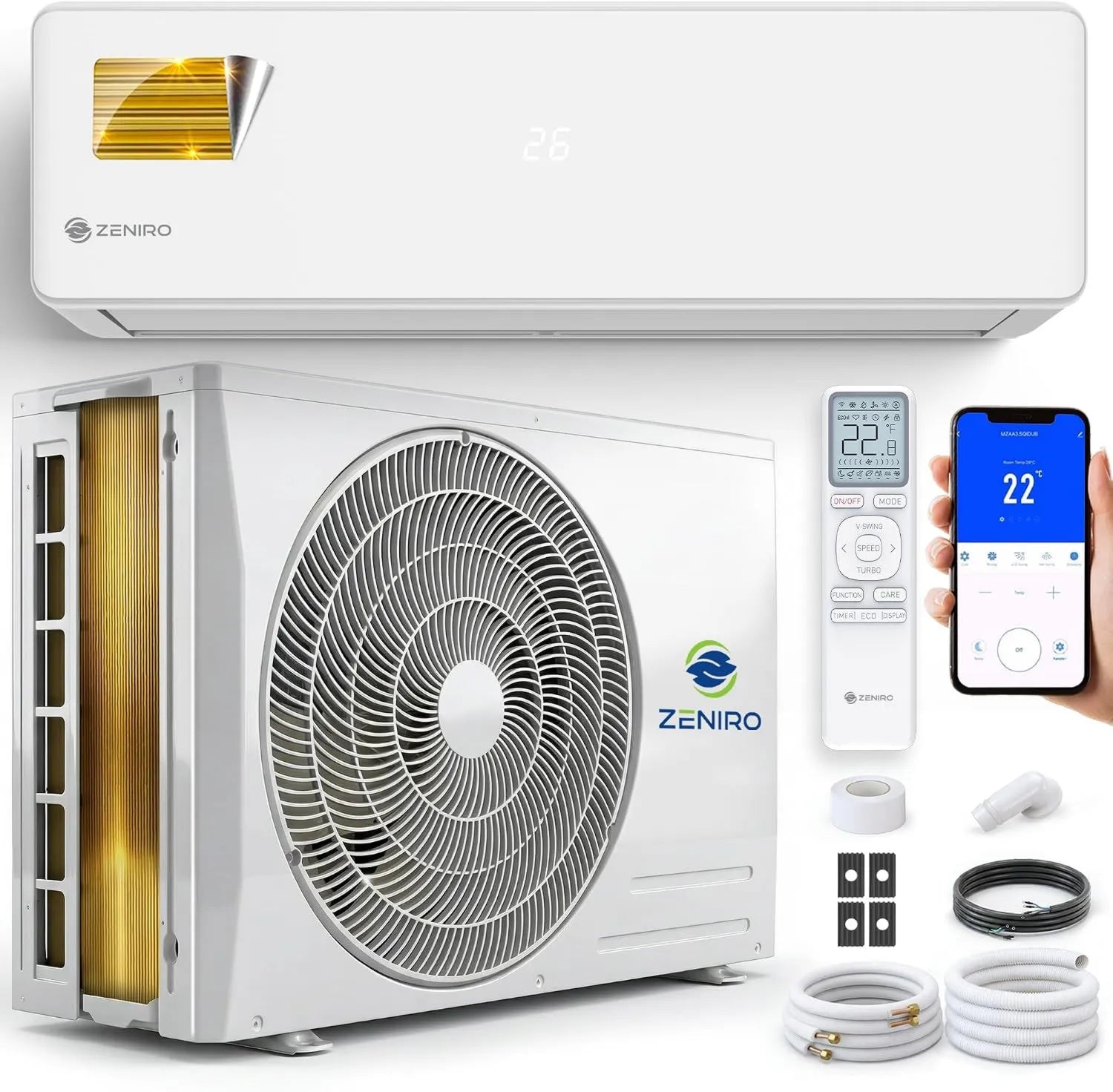 Effizientes Split-Klimagerät 18000 BTU mit Heizfunktion und WiFi-Steuerung