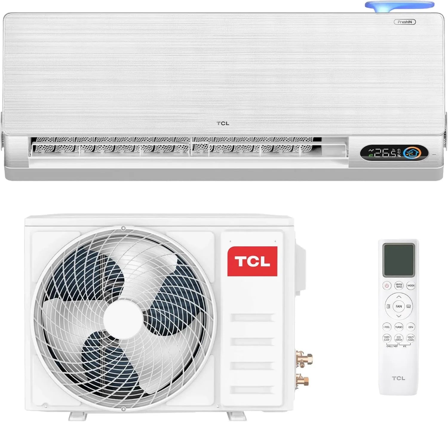 Split-Klimaanlage FreshIN 12000 BTU mit QuadruPuri-Filter, 360°-Luftzirkulation, WIFI-Steuerung und App-Selbstreinigung
