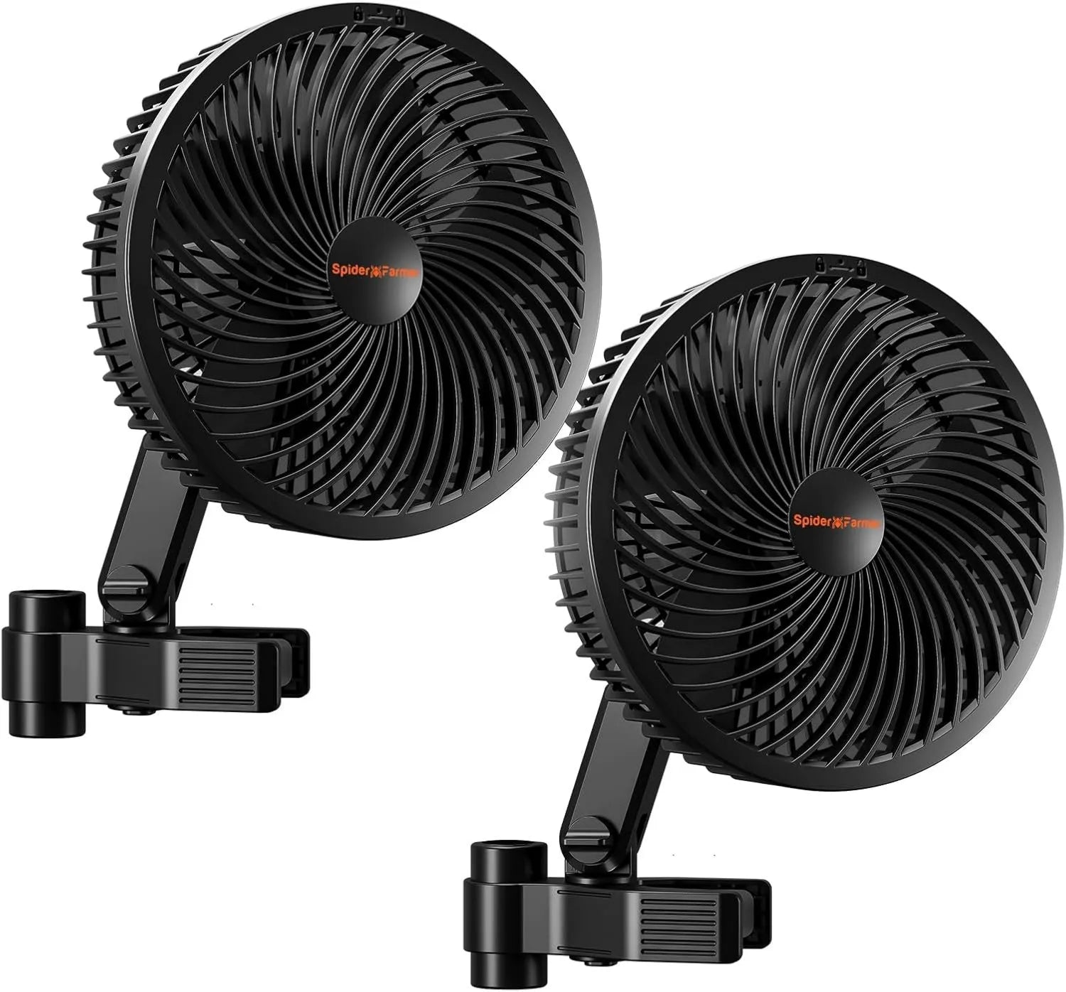 Spider Farmer Clip-Ventilator, 10 Windstärken, EC-Motor, wetterfest IP54, leise für Growbox, 2er Set