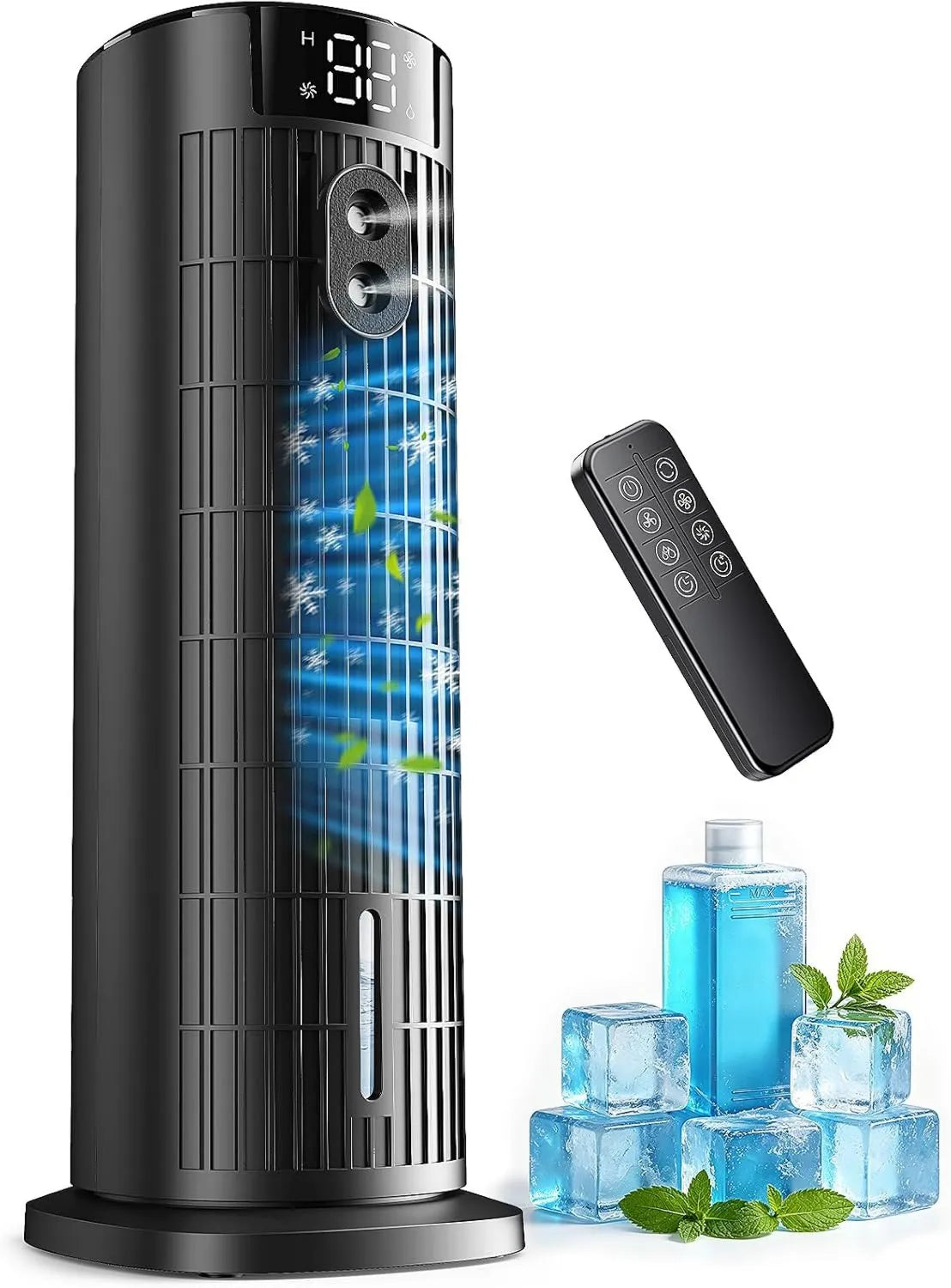 Multifunktionales Klimagerät 5-in-1 mit Fernbedienung, leise <35 dB, 4 Geschwindigkeiten, 90°-Oszillation, 2-10 Stunden Timer – ideal für Zuhause und Büro, mattschwarz