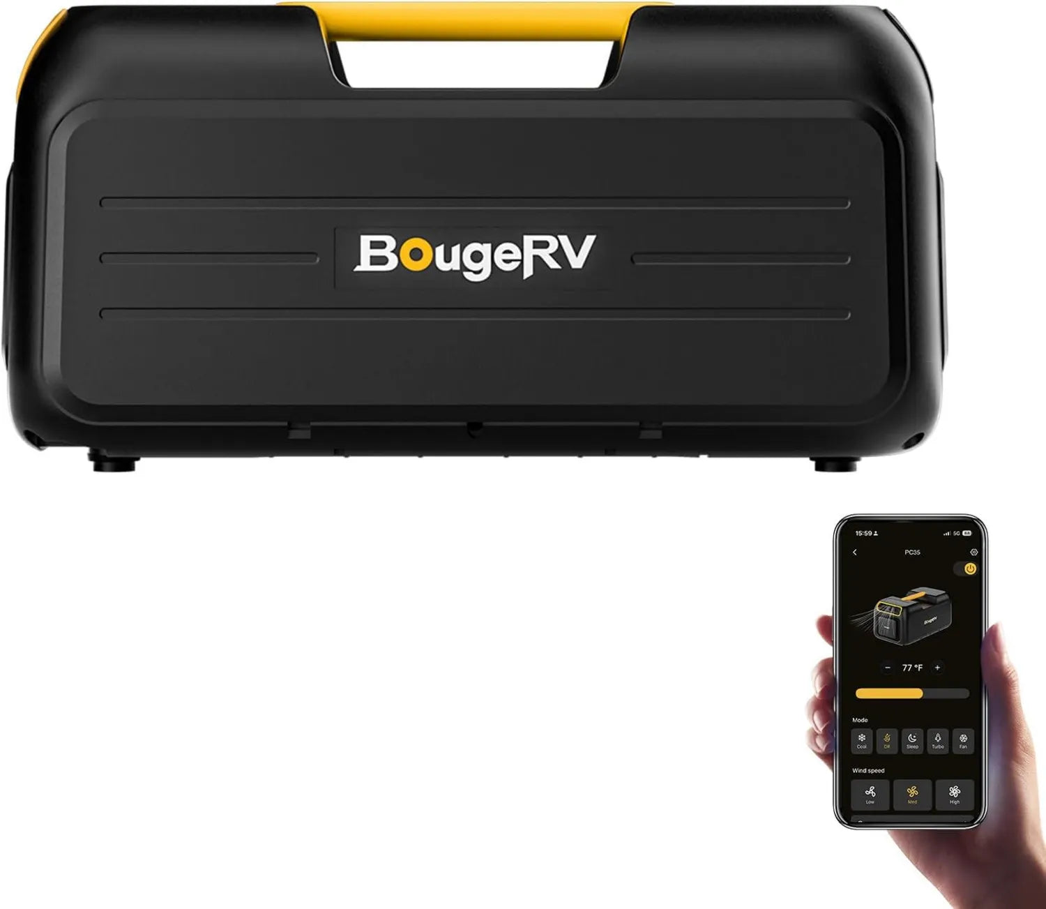 BougeRV Mobile Klimaanlage für Camping, 3500 BTU, schnelle Kühlung, App-gesteuert, R290 Gas, 100-240V, ideal für Zelt und Van