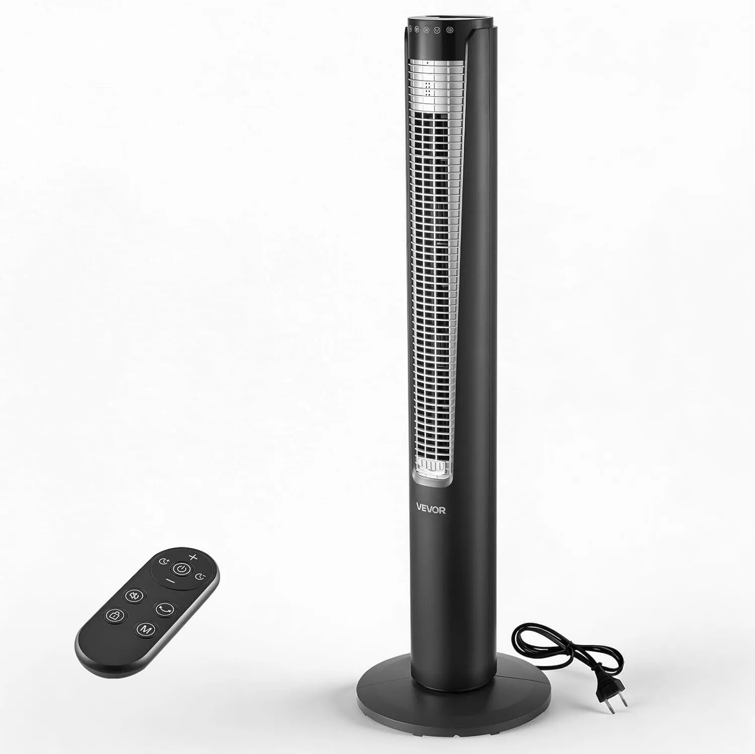 VEVOR 107cm Turmventilator, Leiser Säulenventilator mit Fernbedienung, 3 Geschwindigkeiten, 4 Modi, 12h Timer, 70° Schwenkfunktion, Ideal für Schlafzimmer und Büro, Schwarz