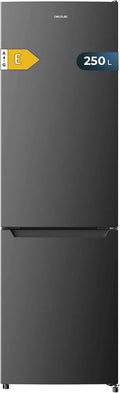 Cecotec NoFrost Kühl-Gefrierkombination 250L, Energieklasse E, Dunkler Edelstahl, Multi Air Flow, Humidity Box