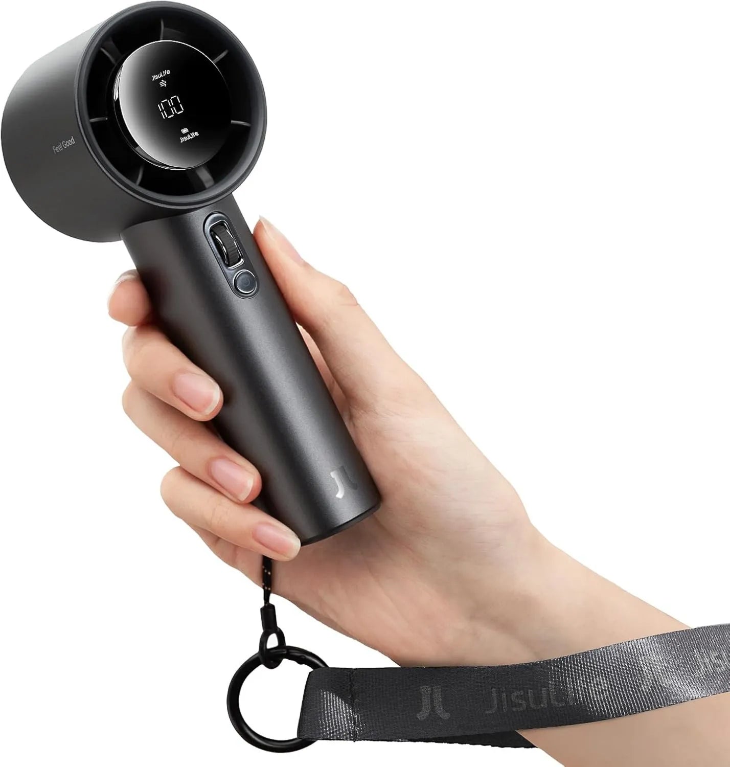 JISULIFE Tragbarer Handventilator Pro1S – Lange Laufzeit bis 40 Stunden, Hochleistungs-Luftstrom, Robustes Metallgehäuse, 5000mAh, Vielseitige Geschwindigkeitsregelung, Ideal für Reisen und als Geschenk (Sternengrau)