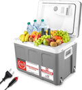45L Elektrische Kühlbox mit 12V/230V Anschluss, Mobiler Thermoelektrischer Kühlschrank mit Rollen, Grau - Ideal für Auto, Camping und Festivals